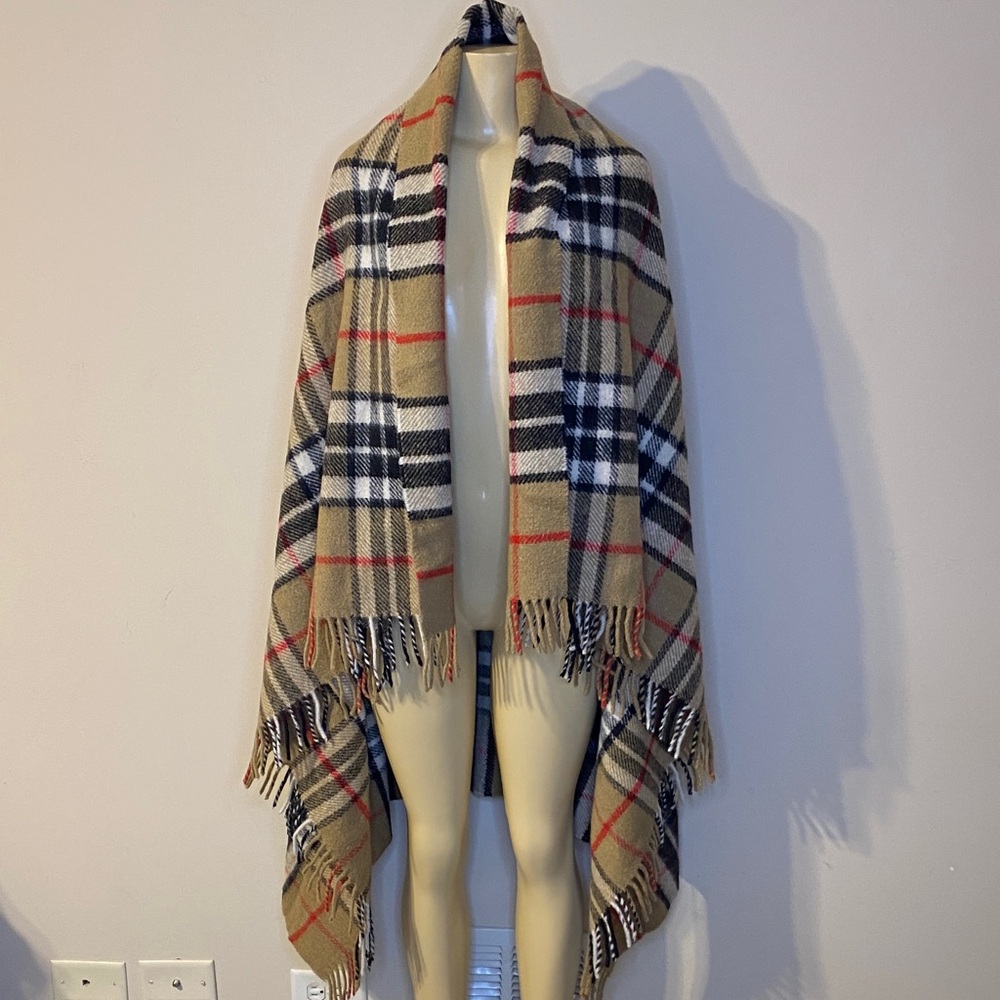 James Pringle Weavers Plaid Fringe Shawl Wrap